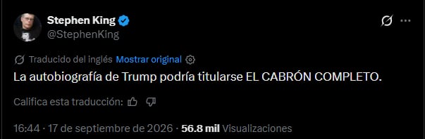 El autor estadounidense sorprendió con una referencia directa a la vida y trayectoria del presidente.