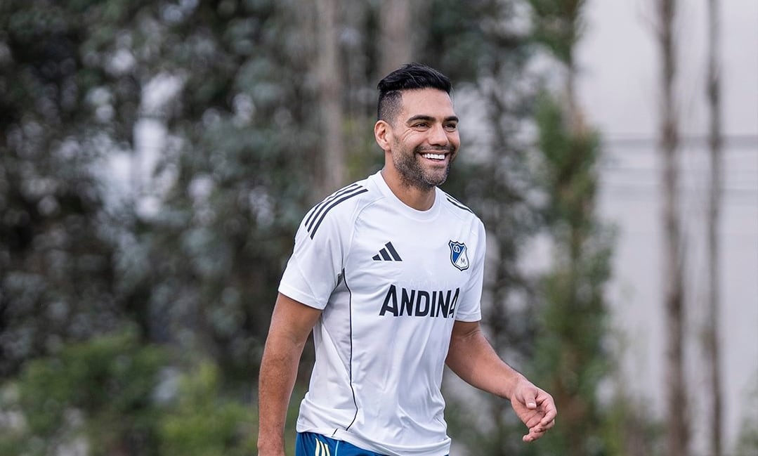 Radamel Falcao durante su primer entrenamiento en su regreso a Millonarios.
