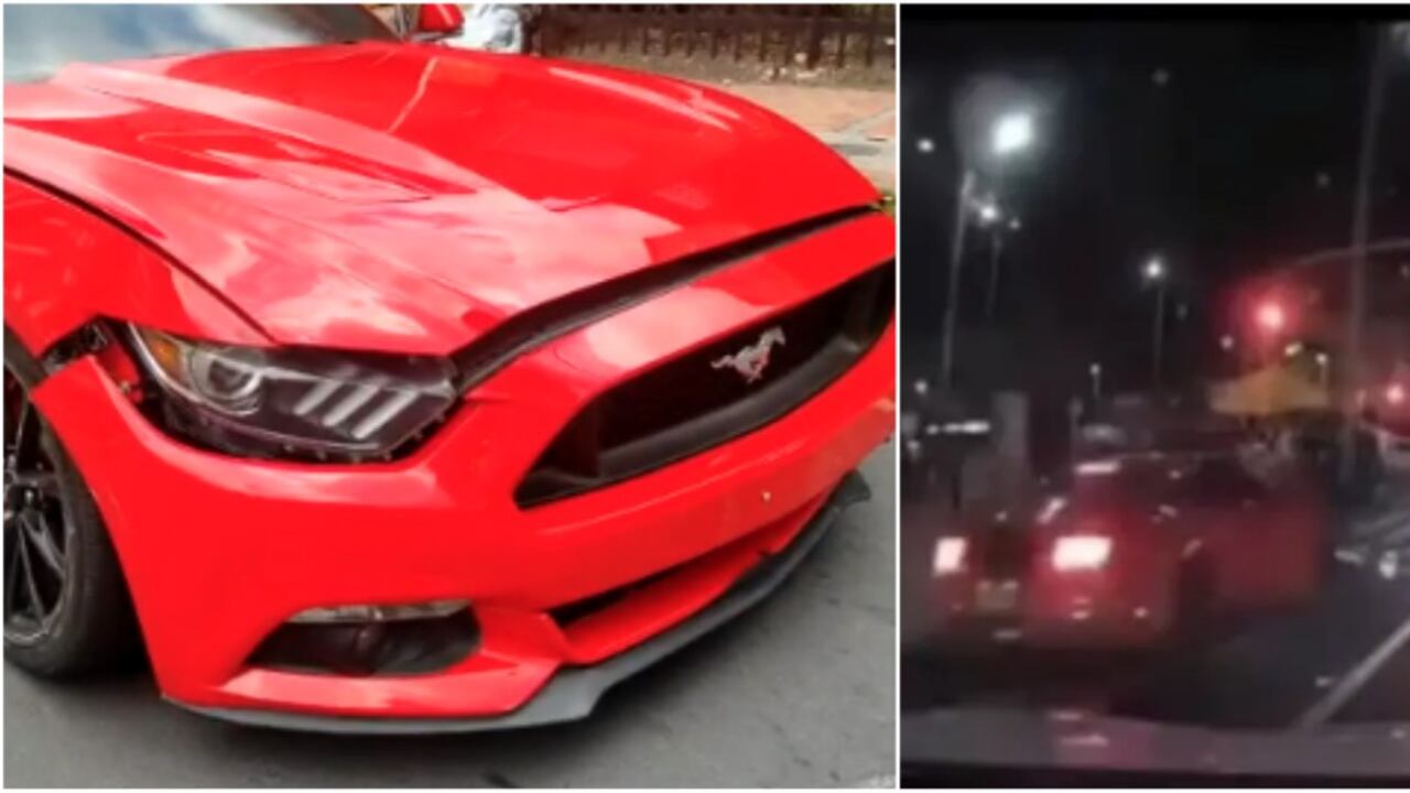 El vehículo Ford Mustang que atropelló a un motociclista