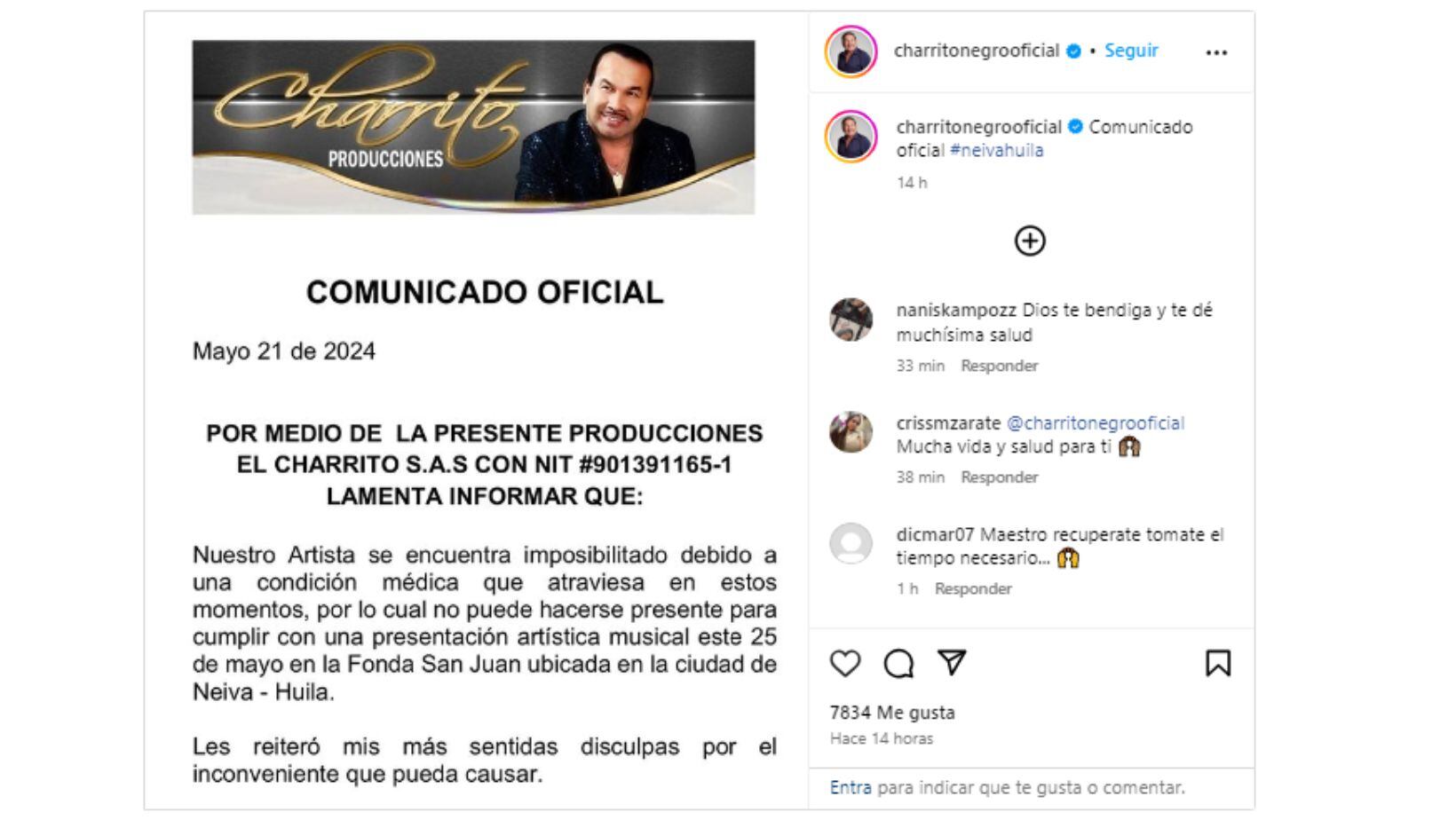 El Charrito Negro tiene angustiados a sus fans por inesperado anuncio sobre uno de sus shows; alertan sobre su estado de salud