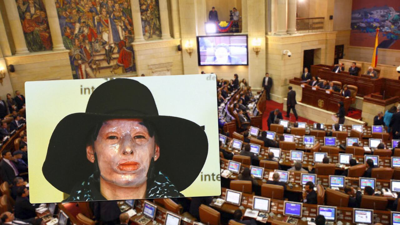 El Congreso de la República. En el recuadro, Natalia Ponce durante el lanzamiento del libro 'El renacimiento de Natalia Ponce de León'.
