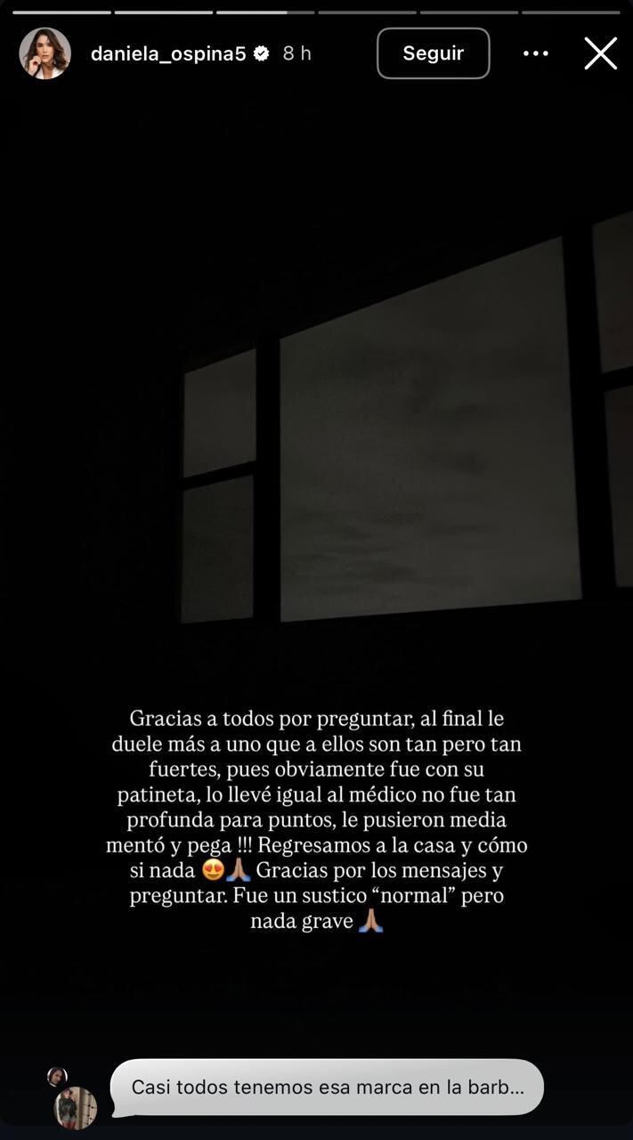 Daniela Ospina tuvo que llevar a su hijo al médico, tras golpe que se dio.