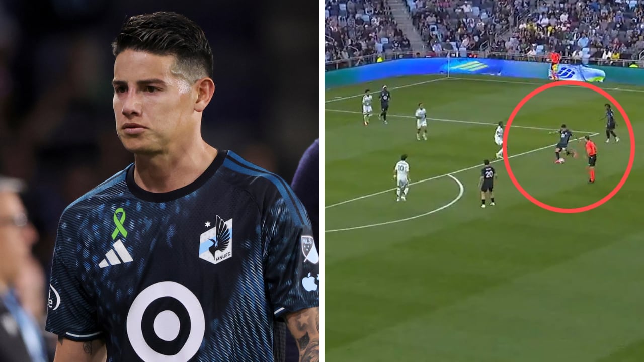 James Rodríguez en su último partido con Minnesota United antes de unirse con la Selección Colombia.