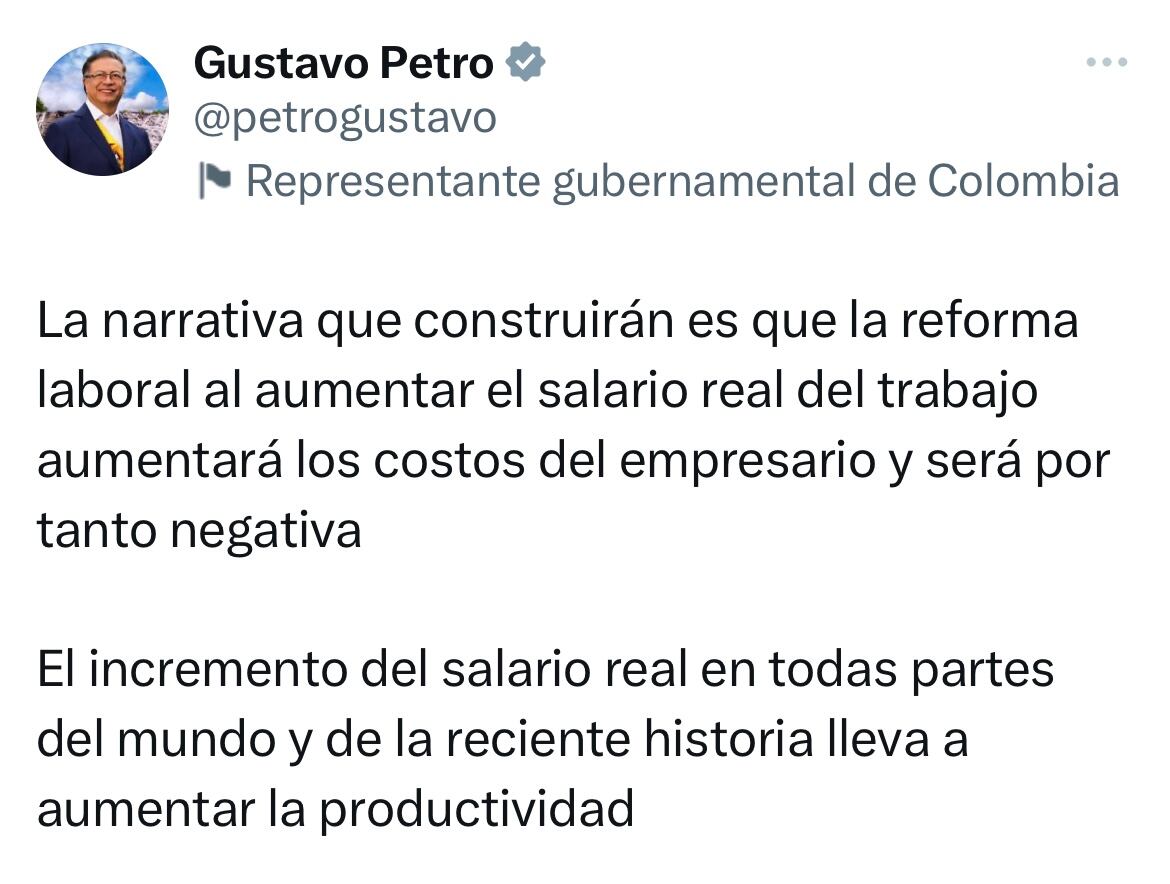 Trino presidente Gustavo Petro sobre la reforma laboral