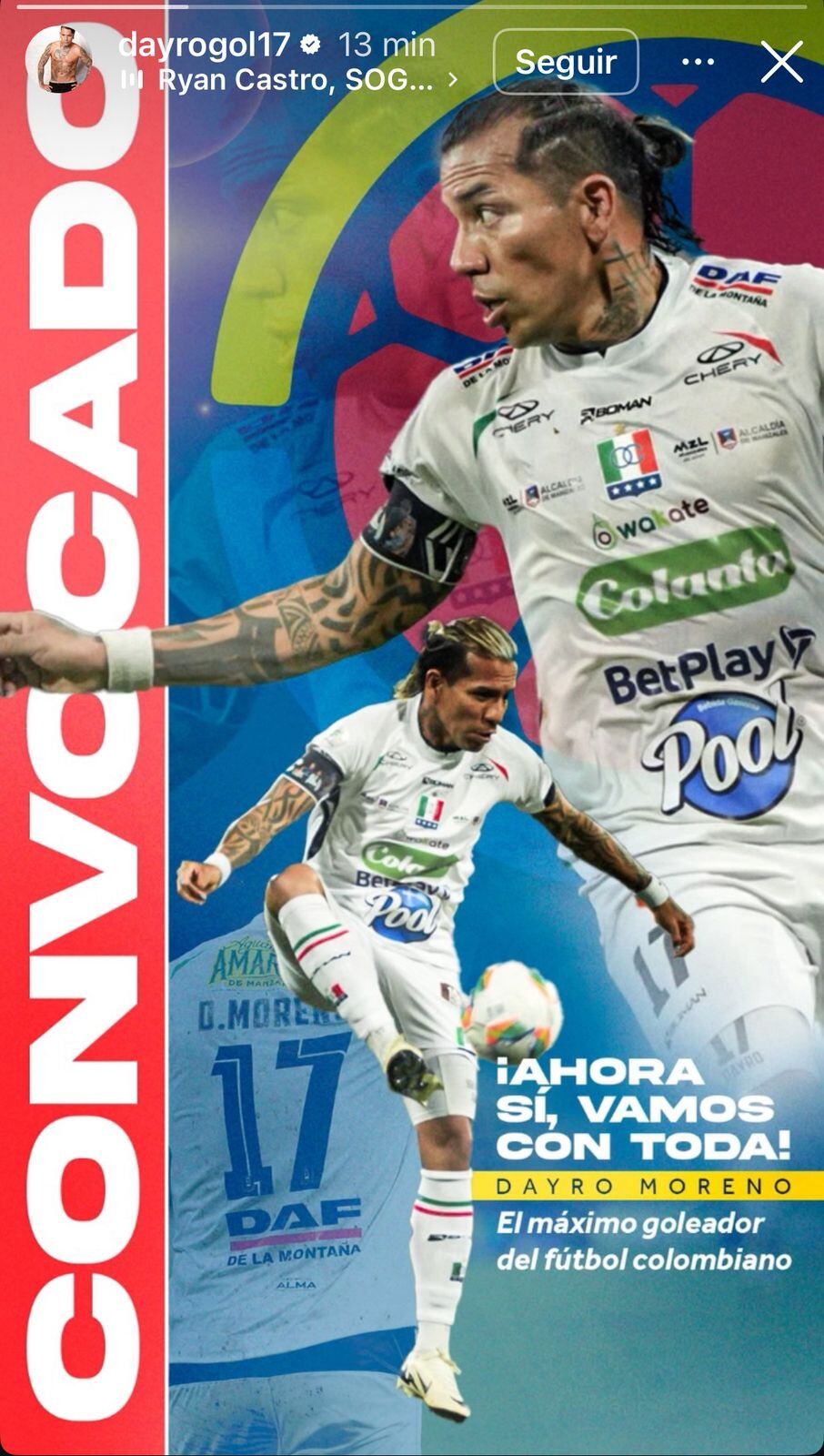 Reacción de Dayro Moreno a su convocatoria en Selección Colombia.