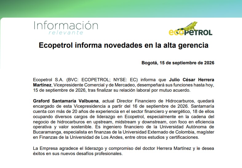 Comunicado Ecopetrol