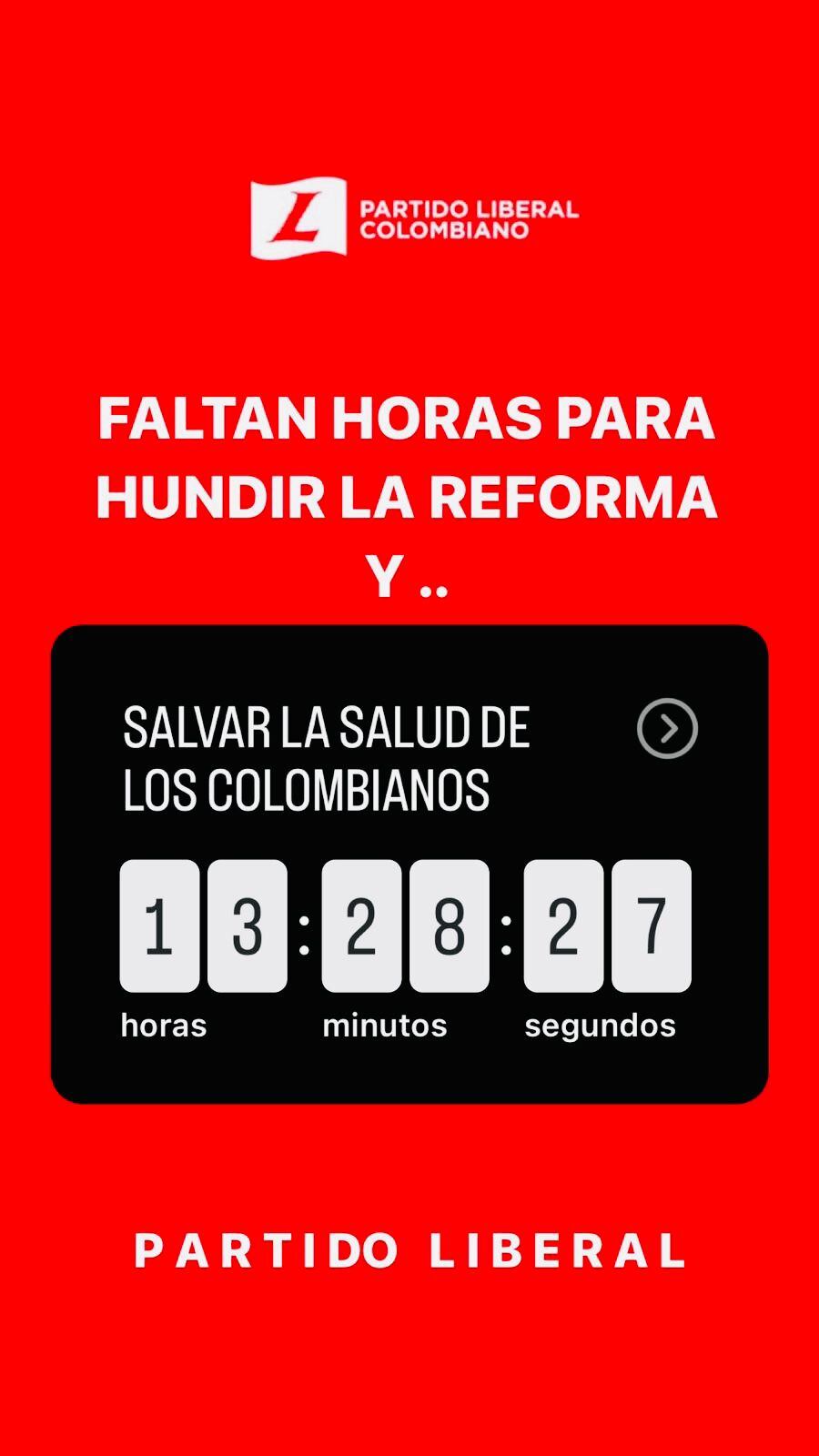 Imagen que el Partido Liberal promueve en sus redes sociales.
