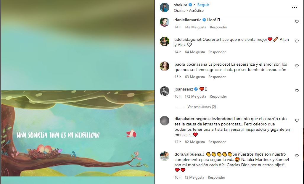 Joana Sanz comentó la publicación de Shakira