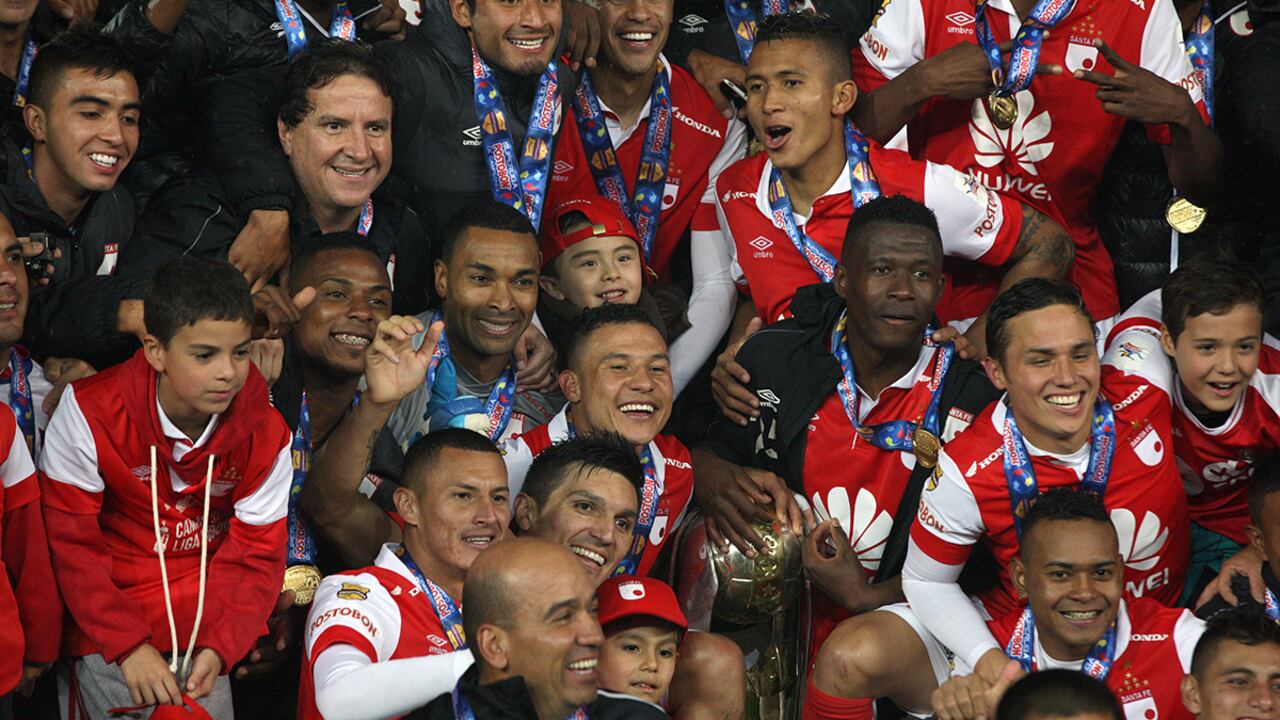 Una foto de la celebración del Santa Fe luego de su victoria.