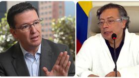 Germán Bahamón, gerente de la Federación de Cafeteros, y Gustavo Petro, presidente de Colombia.