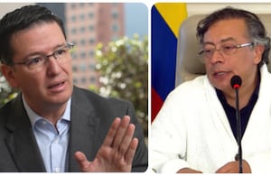 Germán Bahamón, gerente de la Federación de Cafeteros, y Gustavo Petro, presidente de Colombia.
