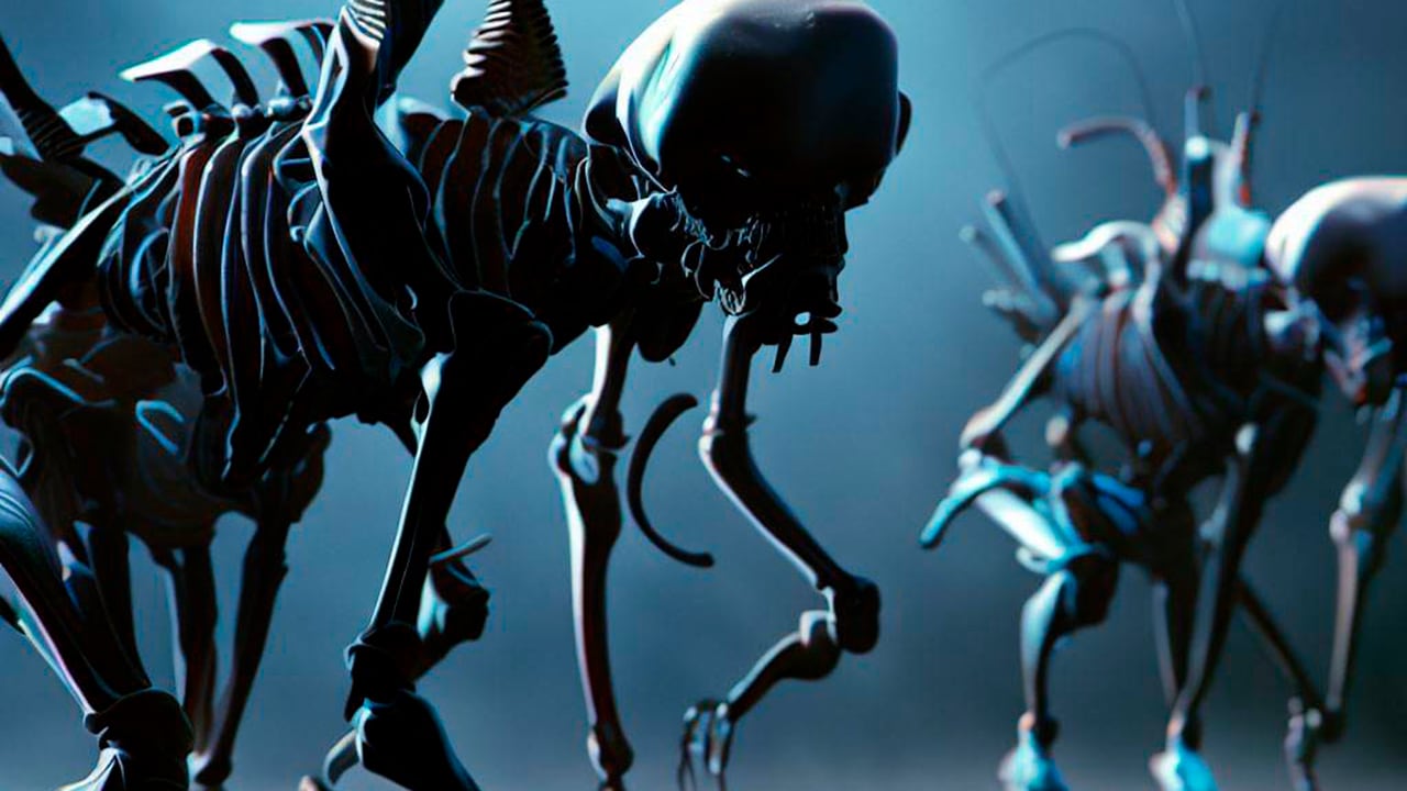 Inteligencia artificial imagina que algunas especies extraterrestres tendrían exoesqueletos para sobrevivir a condiciones extremas.