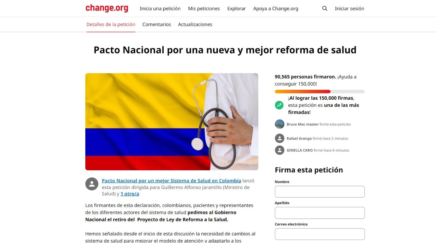 Pacto Nacional por una nueva y mejor reforma de salud