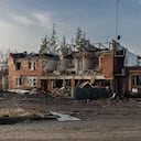 Edificio destruido por los bombardeos en Donetsk, Ucrania.