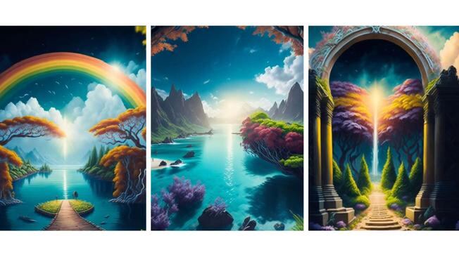 Según la inteligencia artificial, así se ve el lugar en el que vive Dios. Foto: Imágenes generadas por MidJourney