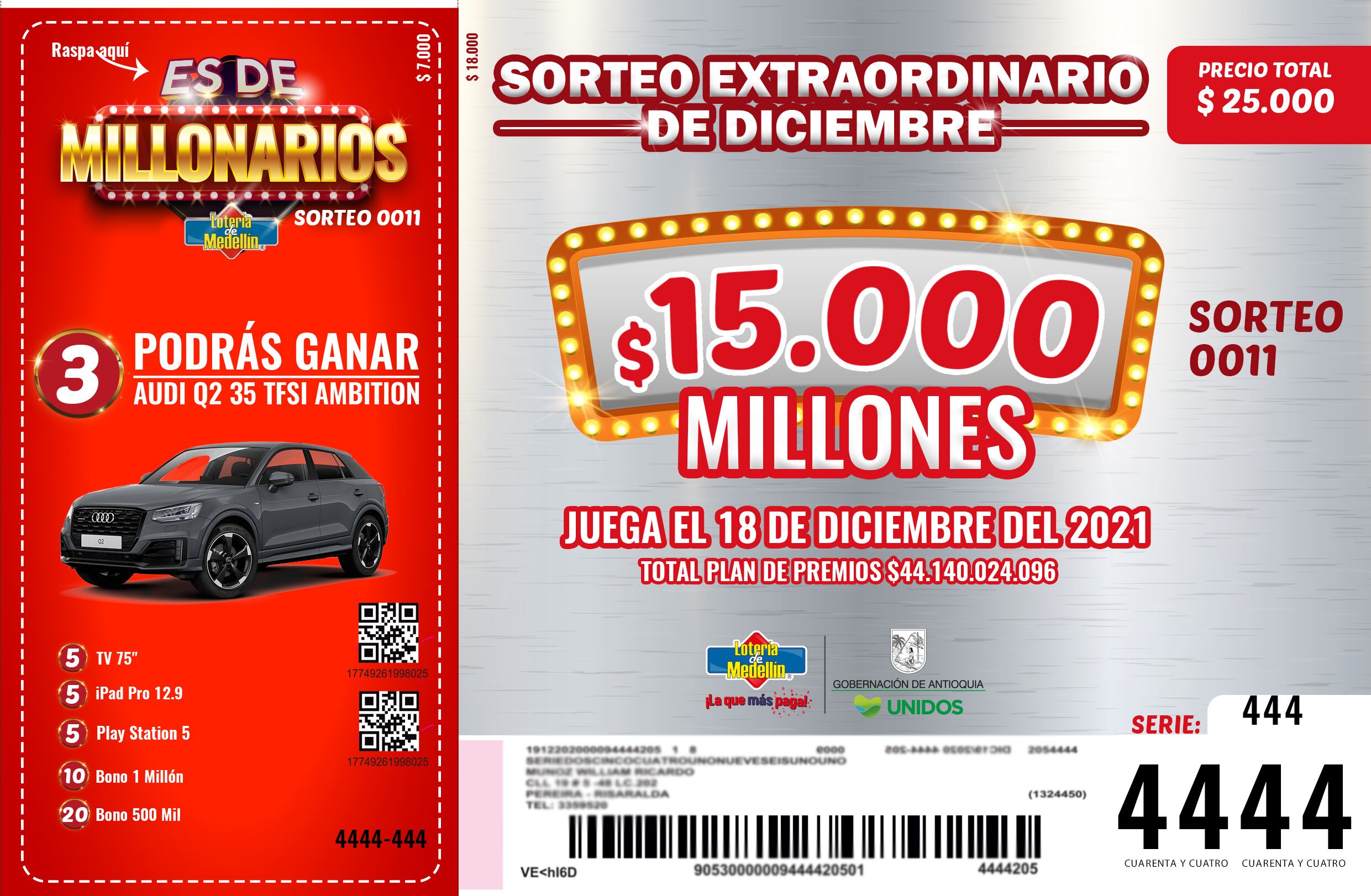 Este año el valor del billete físico es de 25.000 pesos.