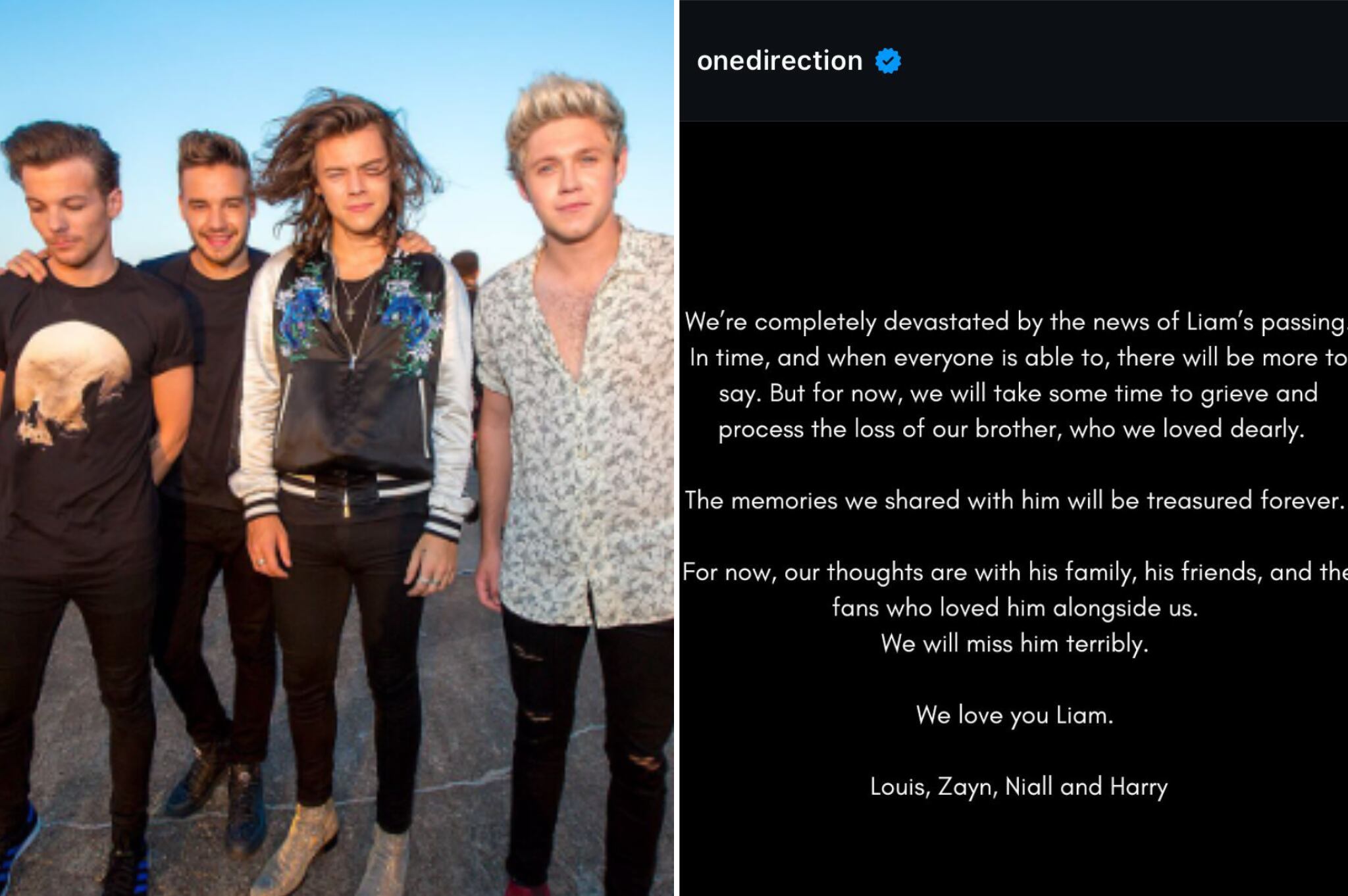 Mensaje de One DIrection por la muerte de Liam Payne