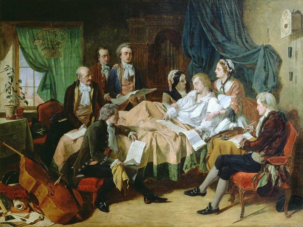 ‘Las últimas horas de Mozart’ de Henry Nelson O'Neil. Wikimedia Commons