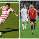 Christian Pulisic (dre.), volante de la selección de Estados Unidos, enfrentará a la Bélgica de Leandro Trossard.
