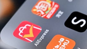 Logos de las aplicaciones de AliExpress, Shein y Temu