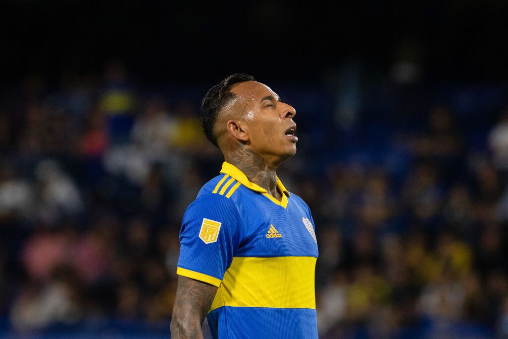 BUENOS AIRES, ARGENTINA - 2023/05/14: Sebastian Villa of Boca Juniors reacts during a Liga Profesional 2023 match between Boca Juniors and Belgrano at Estadio Alberto J. Armando. Final score; Boca Juniors 2:0 Belgrano. (Photo by Manuel Cortina/SOPA Images/LightRocket via Getty Images)