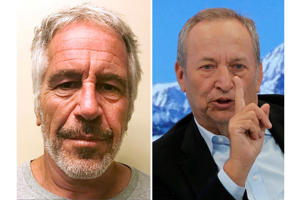 A la izquierda, el financista caído en desgracia Jeffrey Epstein. A la derecha, el economista estadounidense Larry Summers. (Registro de Delincuentes Sexuales del Estado de Nueva York vía AP/Michel Euler)