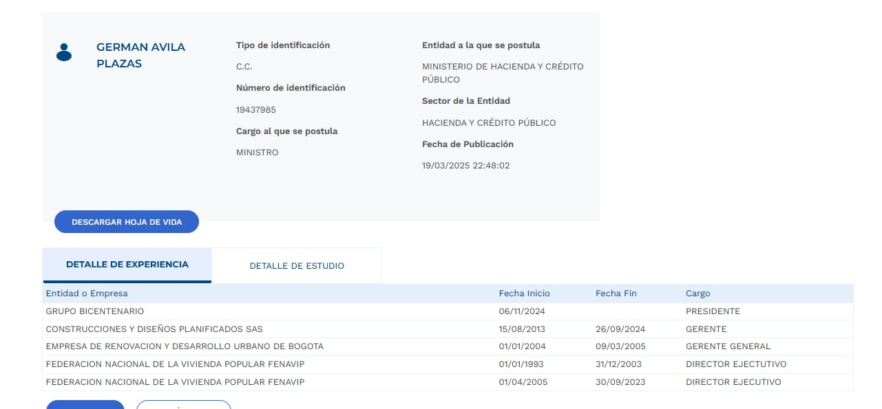 Ya fue postulada la hoja de vida de Germán Ávila, nuevo ministro de Hacienda
