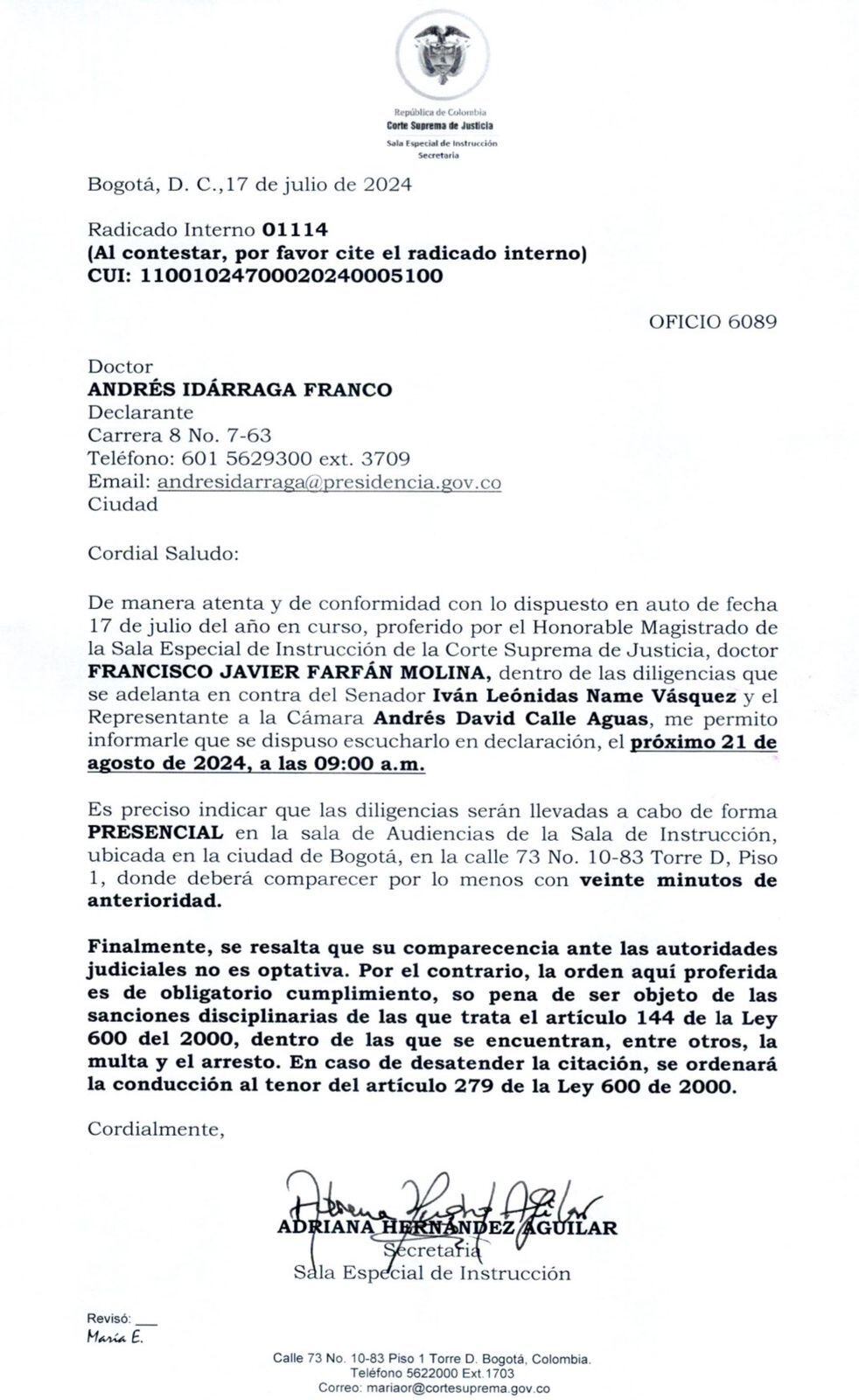 Citación de la Corte.