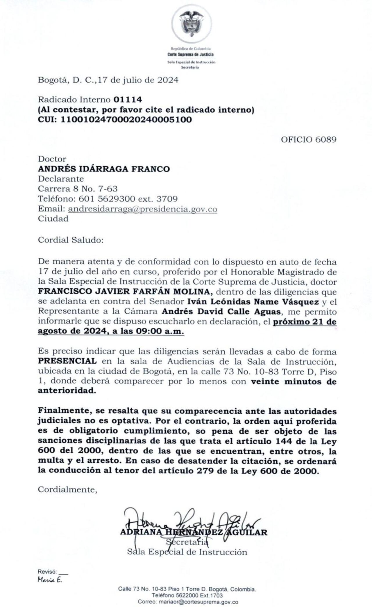 Citación de la Corte.