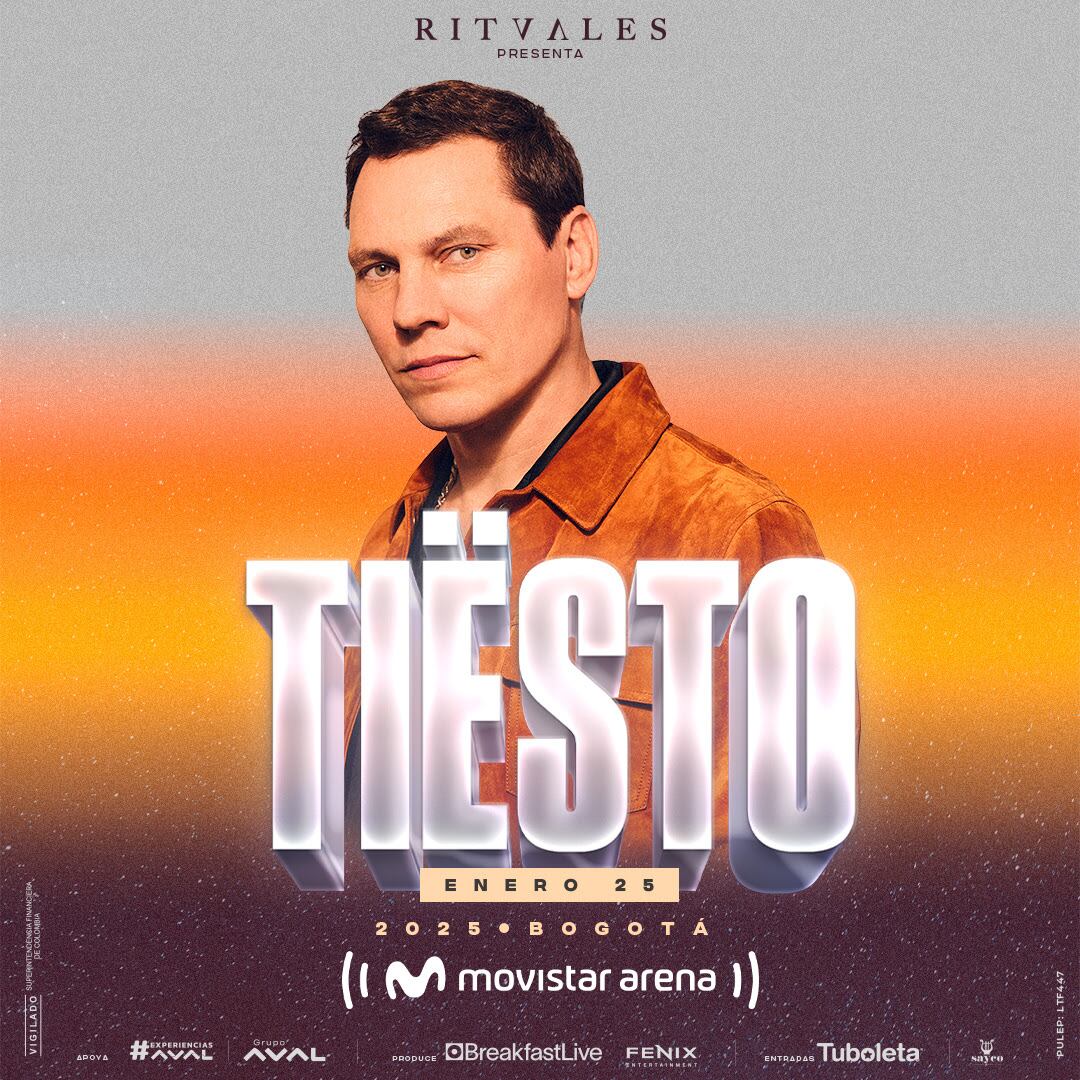 En enero, Tiesto viene al Movistar de Bogotá.