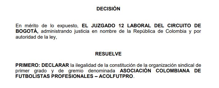 Resolución del Tribunal Superior del Distrito Judicial de Bogotá