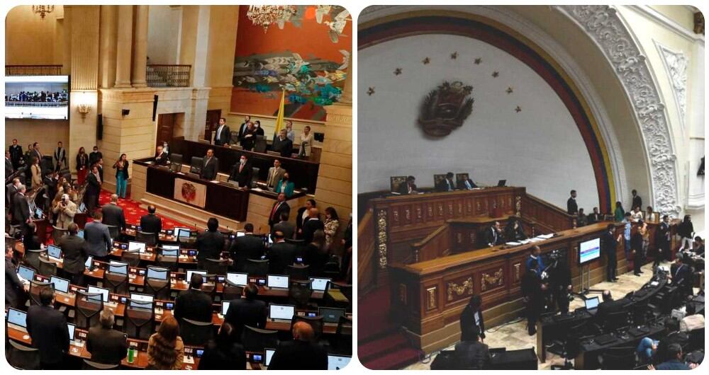 Plenaria de la Cámara de Representantes (Colombia) y sesión de la Asamblea Nacional de Venezuela.