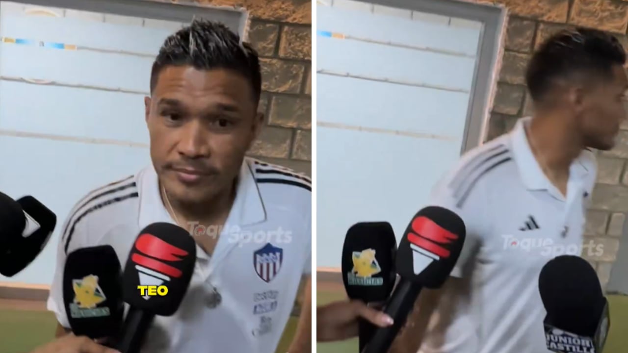 Instante donde Teófilo Gutiérrez dejó hablando solo a un periodista tras la eliminación de Junior de Copa Libertadores.