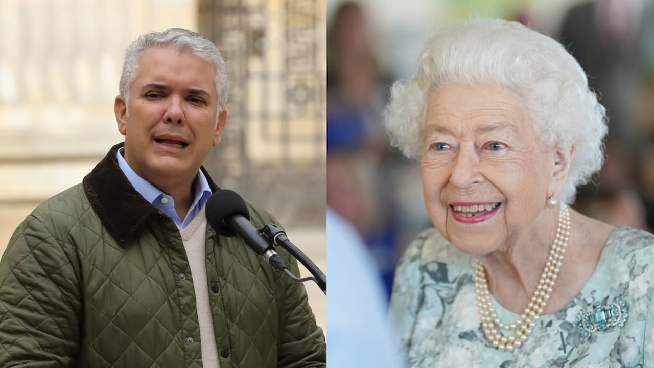 El expresidente Iván Duque y la reina Isabel II.