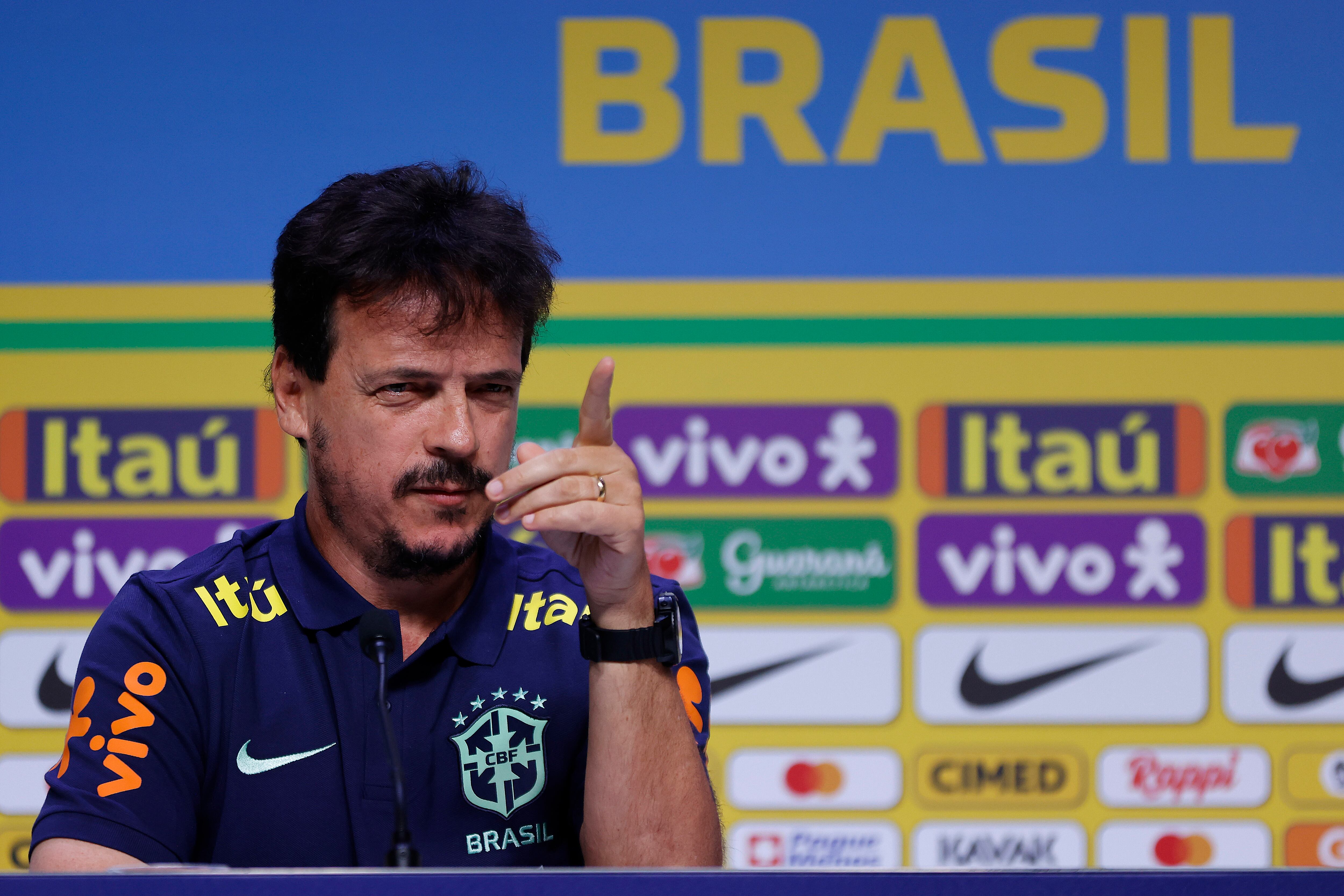 RIO DE JANEIRO, BRAZIL - AUGUST 18: Coach of Brazil Fernando Diniz announces the squad for the first two rounds of the FIFA World Cup 2026 qualifiers on August 18, 2023 in Rio de Janeiro, Brazil. (Photo by Wagner Meier/Getty Images)