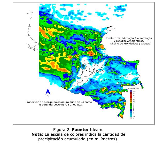 Pronóstico Ideam martes 5 de agosto de 2025