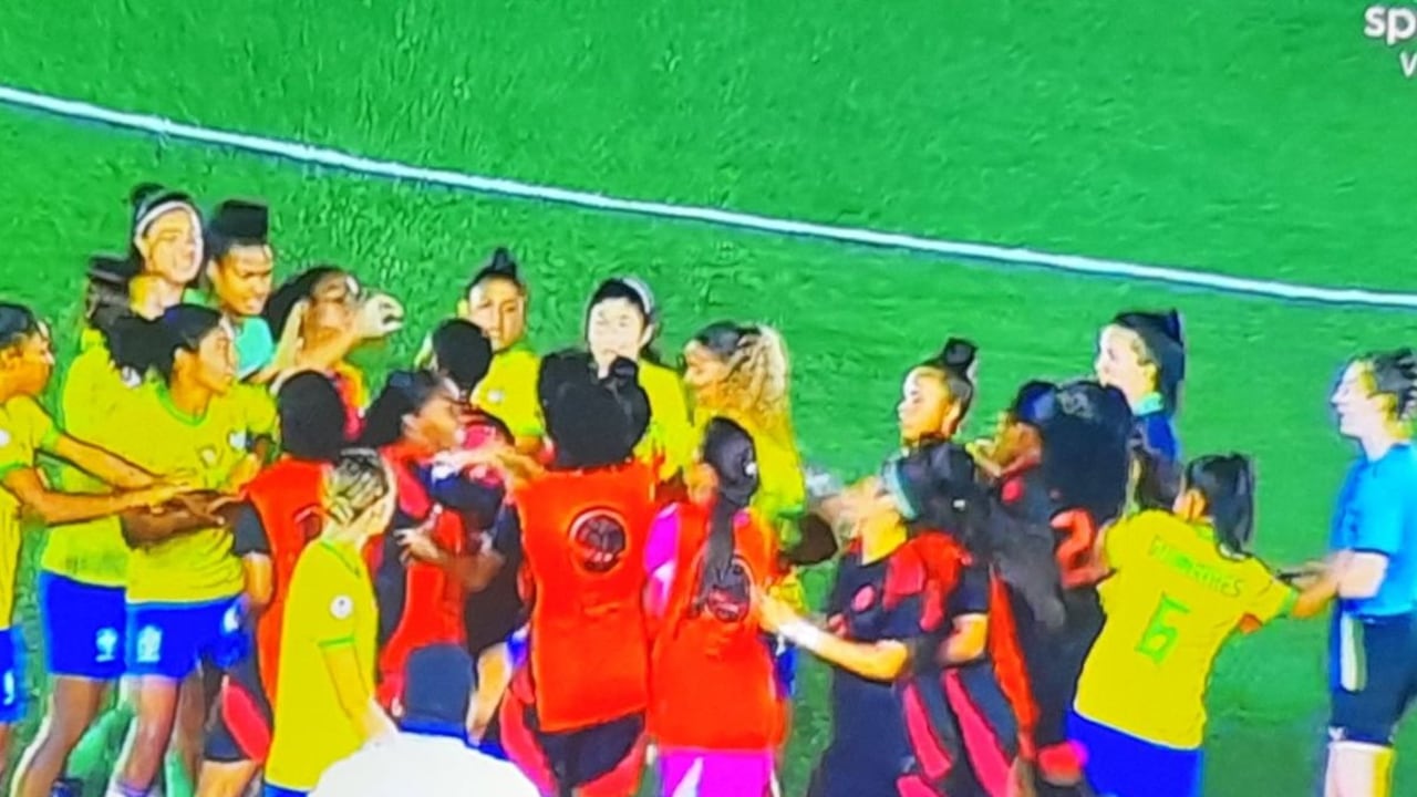 Pelea en el Colombia vs. Brasil.