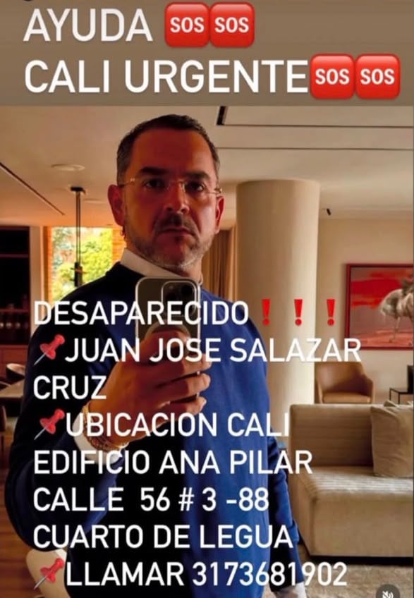 Juan José Salazar, desaparecido en Cali.