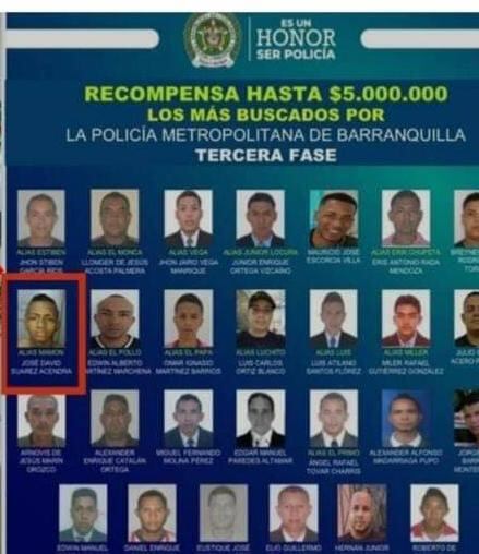 José David Suárez Acendra figuraba en el cartel de los más buscados en Soledad.