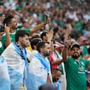 Fans watch the World Cup group C soccer match between Argentina and Saudi Arabia at the Lusail Stadium in Lusail, Qatar, Tuesday, Nov. 22, 2022. (AP Photo/Jorge Saenz)