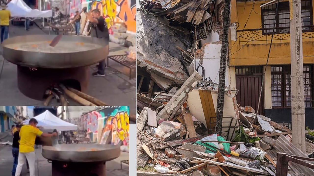 Desde Piedecuesta llegó a Pereira este enorme caldero con una misión: preparar 6.000 almuerzos para los damnificados del terremoto.