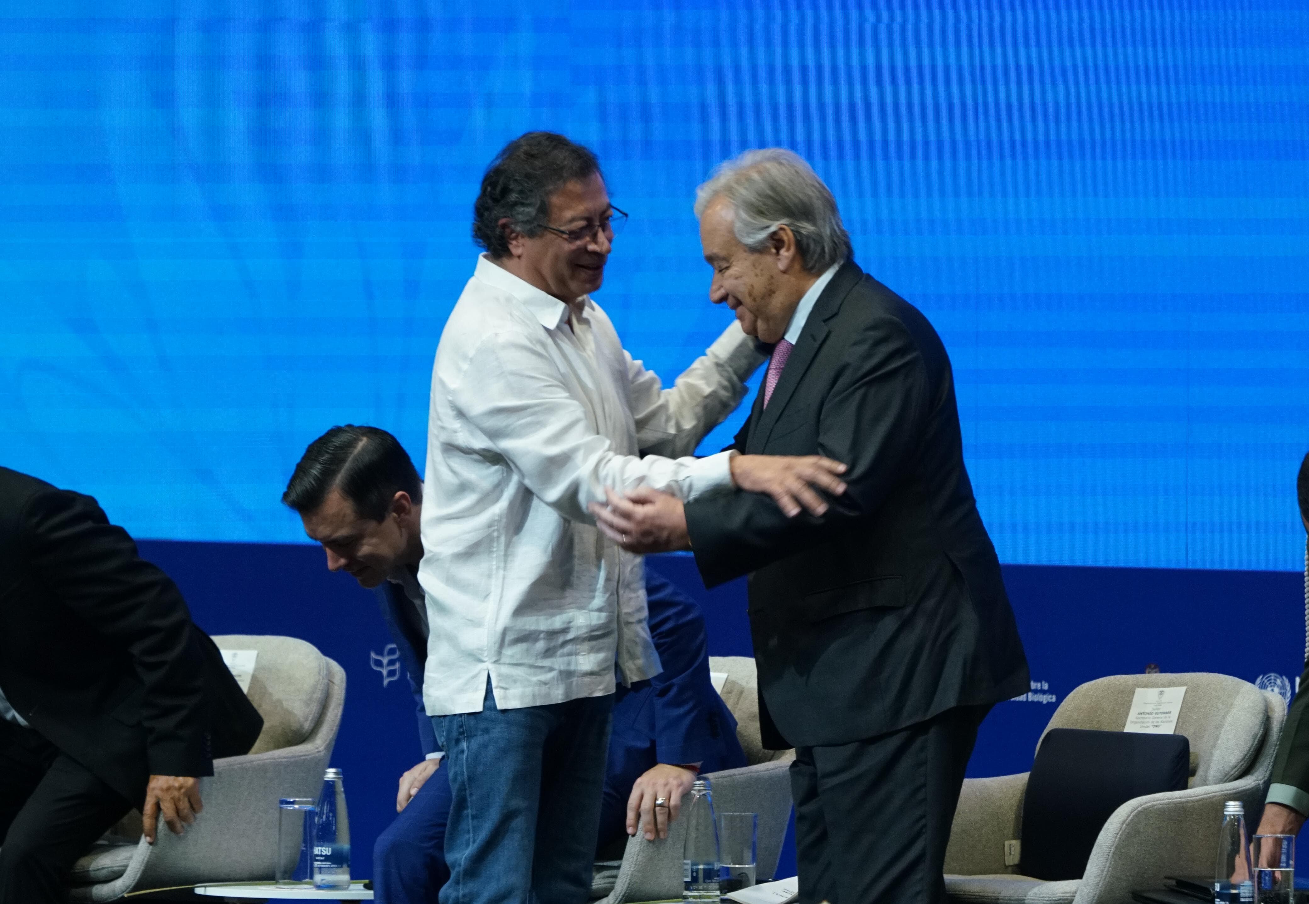 Durante la mañana de este martes se desarrolló una plenaria en la Zona Azul de la COP16 con la presencia del presidente de Colombia, Gustavo Petro y el secretario general de la ONU, António Guterres.