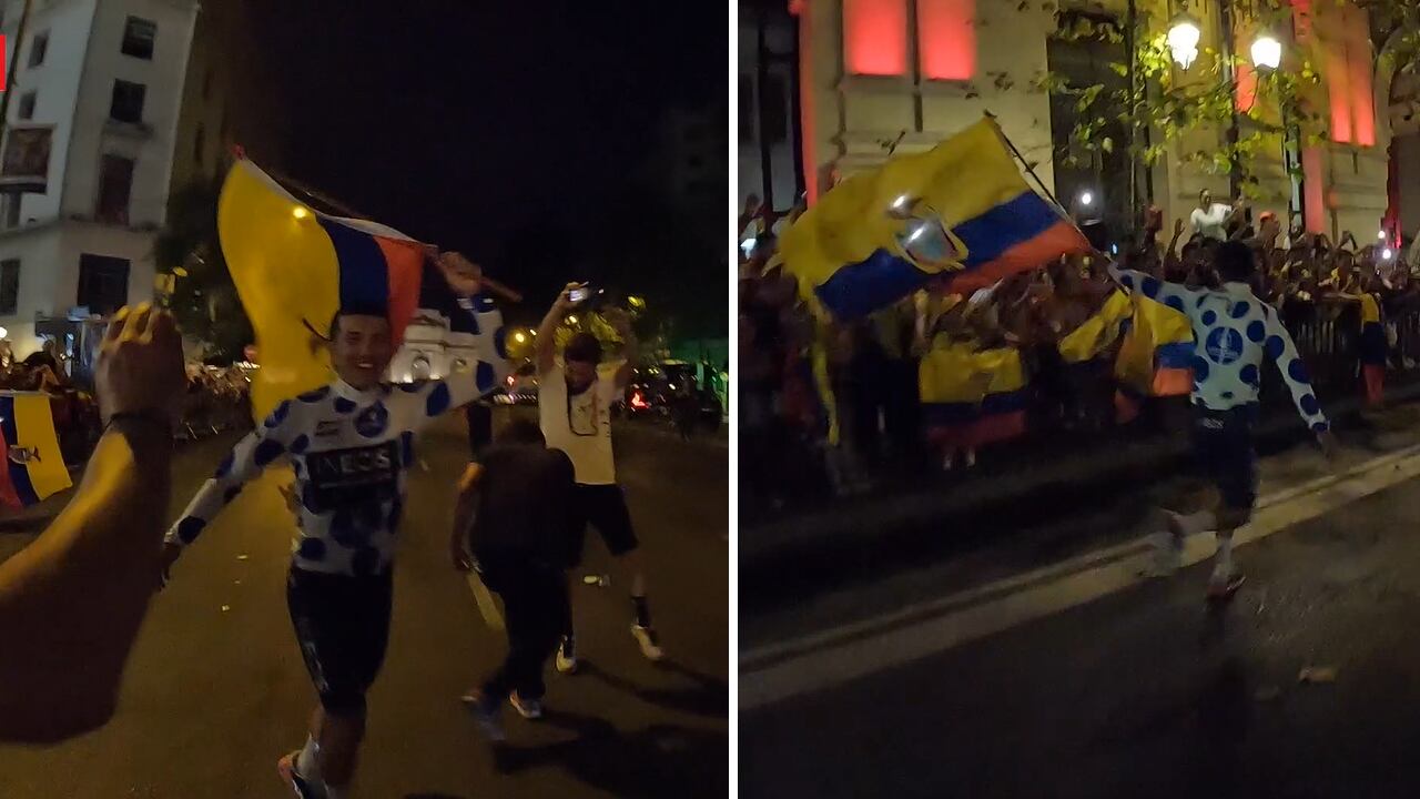 Cientos de fans esperaron a Carapaz para una celebración de talla mundial