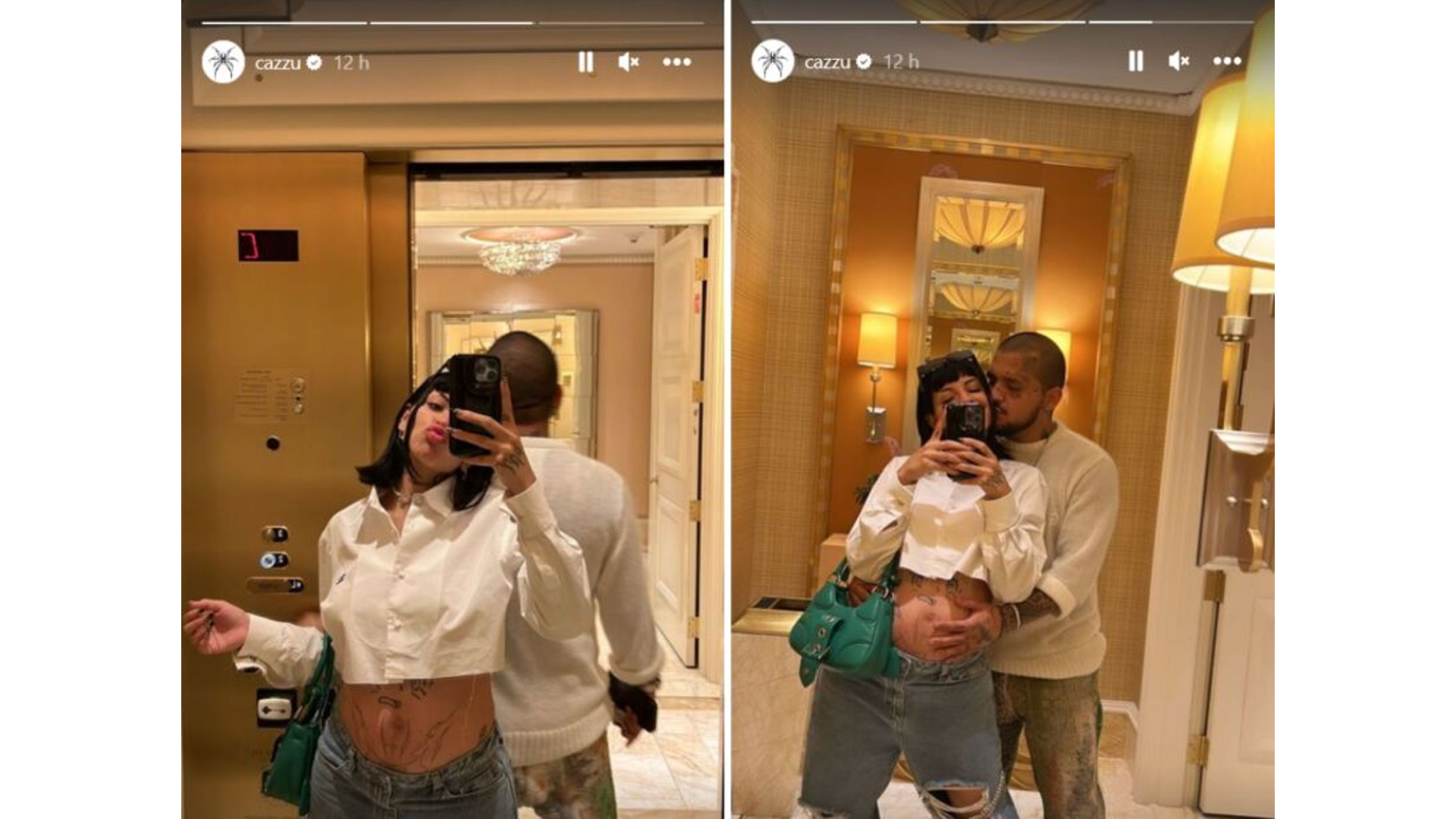 La pareja de cantantes presumieron su embarazo.