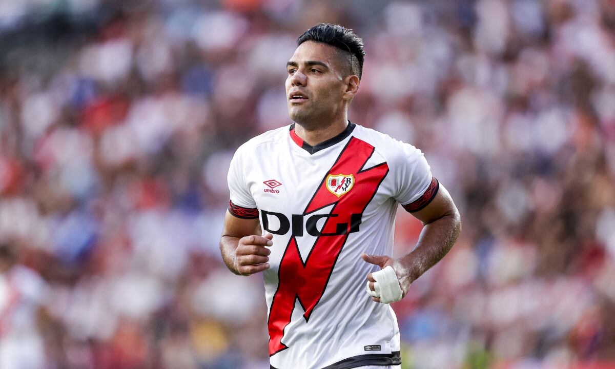 MADRID, SPAIN - AUGUST 27: Radamel Falcao of Rayo Vallecano during the La Liga Santander match between Rayo Vallecano v Real Mallorca at the Campo de Futbol de Vallecas on August 27, 2022 in Madrid Spain (Photo by Getty Images/David S. Bustamante/Soccrates)
