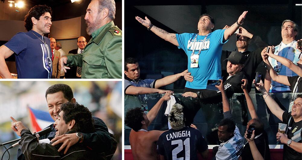 A la par del genio, había un Maradona polémico, que vivía entre escándalos y defendía a Fidel Castro y Hugo Chávez. A la derecha, una de sus últimas polémicas, cuando sufrió una ‘descompensación’ en el Mundial de Rusia.  