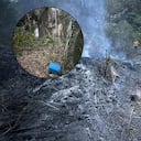 El recipiente fue encontrado destapado y con residuos de gasolina en el sector Parque del Agua, en Carmen de Apicalá, una de las zonas afectadas por los incendios forestales.