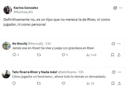 Hinchas de River reaccionan al rumor de Sebastián Villa.