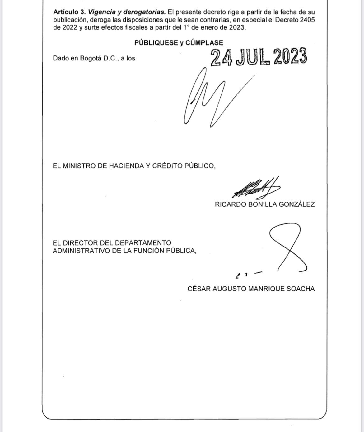 Decreto aumento congresistas