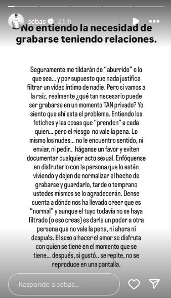 Sebastián Villalobos dio su punto de vista frente al video íntimo de Beéle e Isabella Ladera.